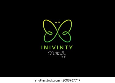 green Butterfly Logo design vector Linear for Beauty Cosmetics, jewelry, spa, salon logo icon symbol design template illustration