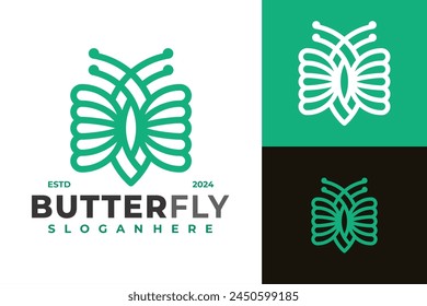 Green butterfly logo design vector symbol icon illustration