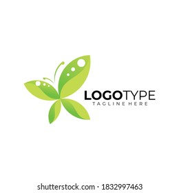 vector de icono de logotipo de mariposa verde aislado