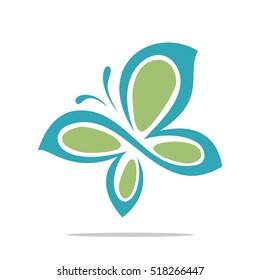 Green Butterfly Ornamental Logo Template