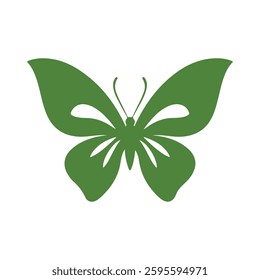 Green Butterfly Silhouette Nature Clipart Insect Icon Spring Graphic Eco Friendly Symbol