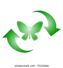 Green butterfly with two arrows