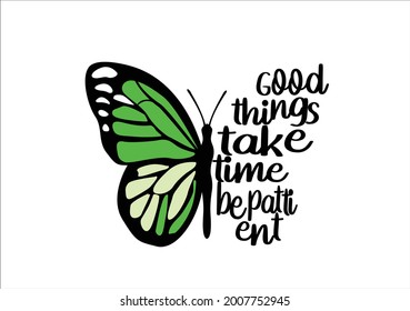 green butterfly vector art design hand drawn