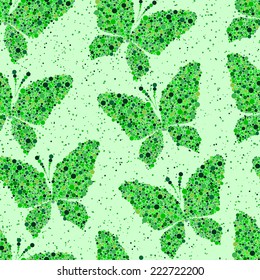 green butterfly vector seamless pattern background