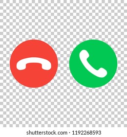 Green button call and red button call. Green and red phone icons