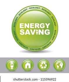 green button energy button over white background. vector illustration