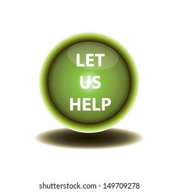 green button let us help design. vector illustration.