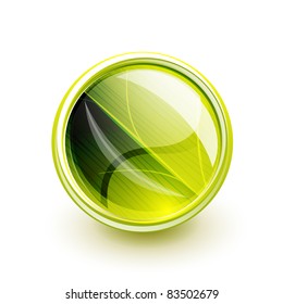 Green button made of leaf