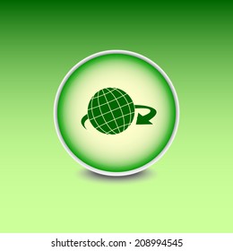 Green button with shadow. Vector icon
