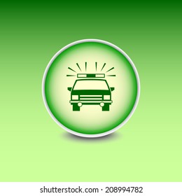 Green button with shadow. Vector icon