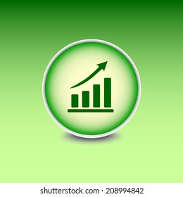 Green button with shadow. Vector icon