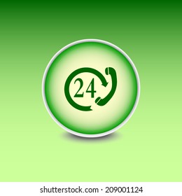 Green button with shadow. Vector icon