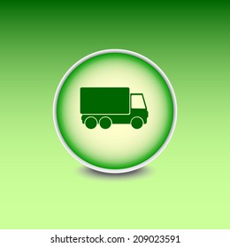 Green button with shadow. Vector icon