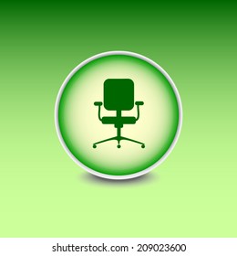Green button with shadow. Vector icon