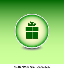 Green button with shadow. Vector icon