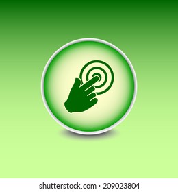 Green button with shadow. Vector icon