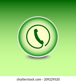 Green button with shadow. Vector icon 