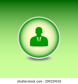 Green button with shadow. Vector icon 