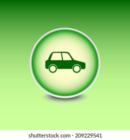 Green button with shadow. Vector icon 