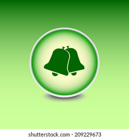Green button with shadow. Vector icon 