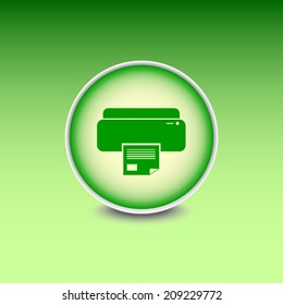 Green button with shadow. Vector icon 