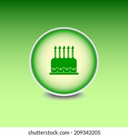 Green button with shadow. Vector icon 