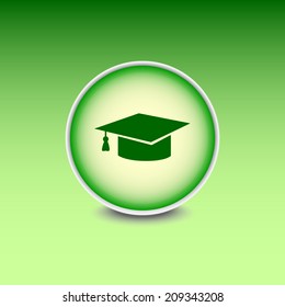 Green button with shadow. Vector icon 