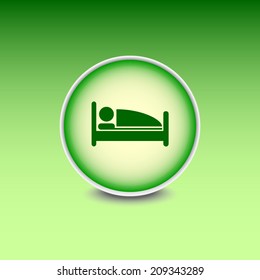 Green button with shadow. Vector icon 