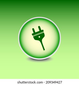 Green button with shadow. Vector icon 