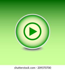 Green button with shadow. Vector icon 