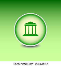 Green button with shadow. Vector icon 