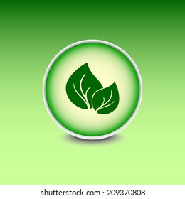 Green button with shadow. Vector icon 