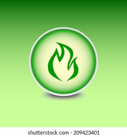 Green button with shadow. Vector icon 