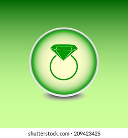Green button with shadow. Vector icon 