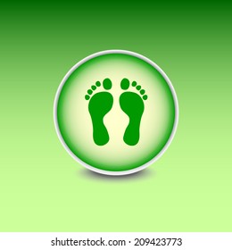 Green button with shadow. Vector icon 