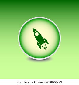Green button with shadow. Vector icon 