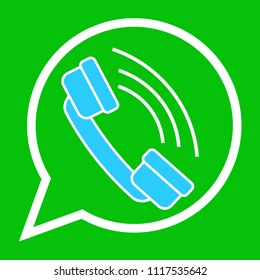 Green button in the smart phone. Blue button icon vector.