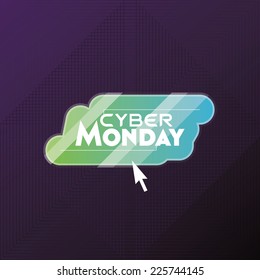 a green button with text for cyber monday on a black background