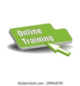 Green button with the text online training and a cursor ready to press the button 