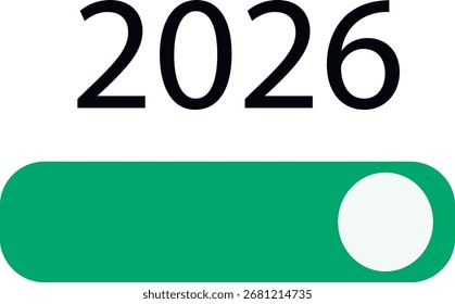 Botão verde para ativar o novo ano 2026