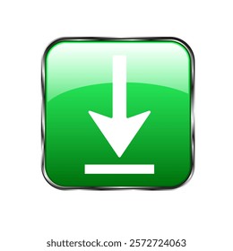 Green button vector icon on white background
