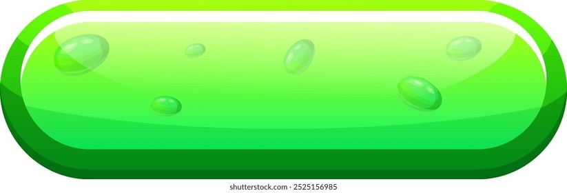Green button with water drops. Creative mobile interface