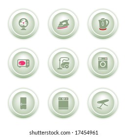Green button web icons, set 18