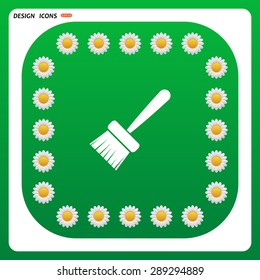 Green button with white daisies for mobile applications.