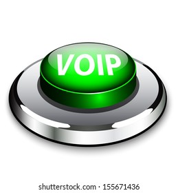 A green button with the word VOIP on it, standing for voice over internet protocol, a technology that allows you to make phone calls over the internet for little cost, saving money on communication 