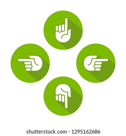 Green buttons hint move. Vector image, long shadow.