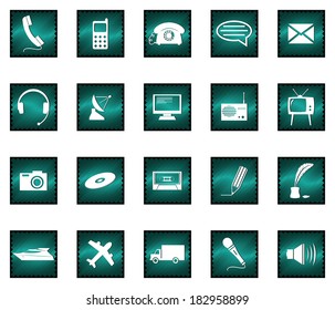 Green buttons on white background
