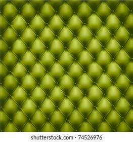 Green button-tufted leather background. Vector illustration.