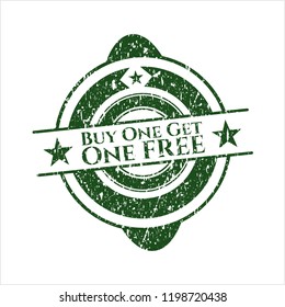 Green Buy one get One Free distressed grunge stamp