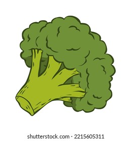 Brocoli de col verde. Hortalizas deliciosas y nutritivas. Alimentos dietéticos saludables. Ingrediente para cocinar. Ilustración vectorial de dibujos animados aislada en fondo blanco. Esbozo dibujado a mano